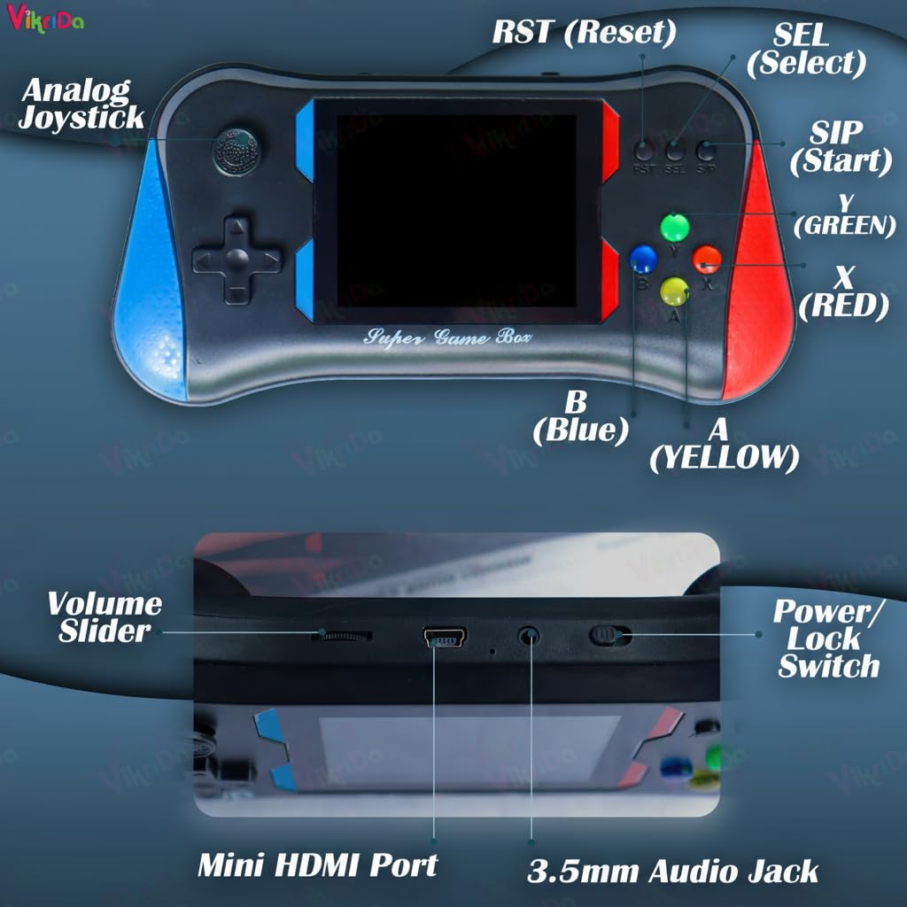 TY Handheld Game Players | 4.3In X7 Video Game Console | Double Rocker 8GB Memory Built in 10000 Games MP5 Multifunctional Inbuilt Camera