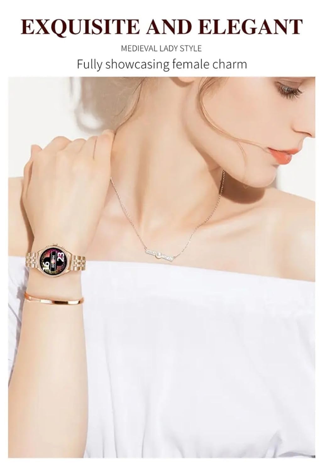 Ty Gen 9 Diamond Strap HD Display 2 Straps BT Calling Smartwatch (Rose Gold Strap) for Mens and Womens with ON/Off Logo