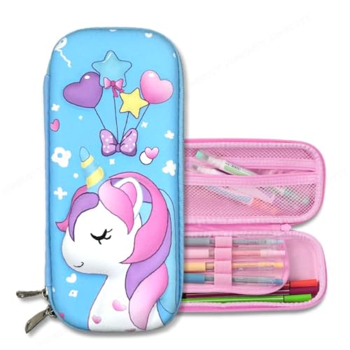 3D Embossed EVA Pencil Pouch/Pencil Case/Pencil Box, Perfect School Organizer for Kids, Girls, Boys Pen & Pencil Holder with Multipurpose Large Capacity Mesh Pockets (Purple, Mermaid)