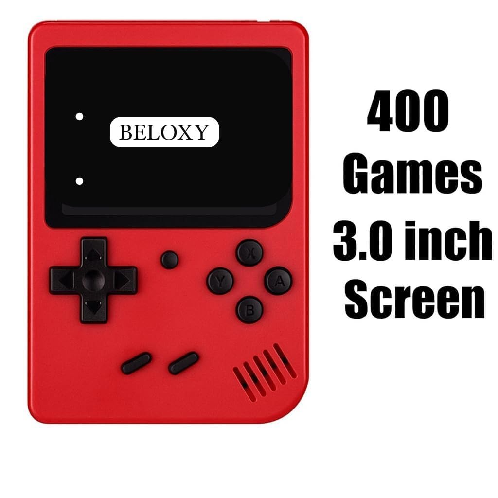 Craze On Tech Game Box 400 in 1 – Retro Handheld Gaming Console with 3 Inch Color Screen, Rechargeable Battery, AV Output, Classic Video Games for Kids & Adults (Colour May Vary)