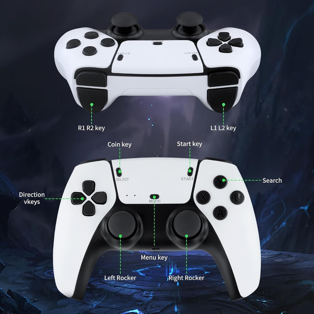 M15 Pro Stick game stick Retro Video Game Console, 21000+ Built-in Games, 64GB TF Card, 2x 2.4GHz Wireless Controllers, HDMI Output