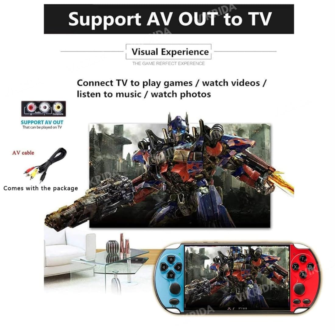 TY Handheld Game Players | 4.3In X7 Video Game Console | Double Rocker 8GB Memory Built in 10000 Games MP5 Multifunctional Inbuilt Camera