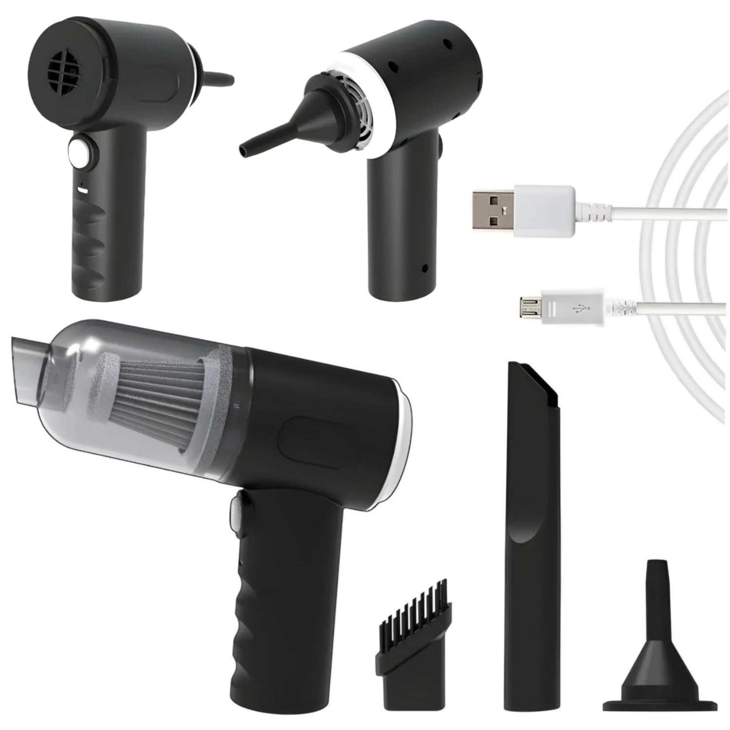 TY Portable Car Vacuum Cleaner with Blower | USB Rechargeable Wireless Handheld Cleaner Traveling,Portable,Rechargeable (4inn1)