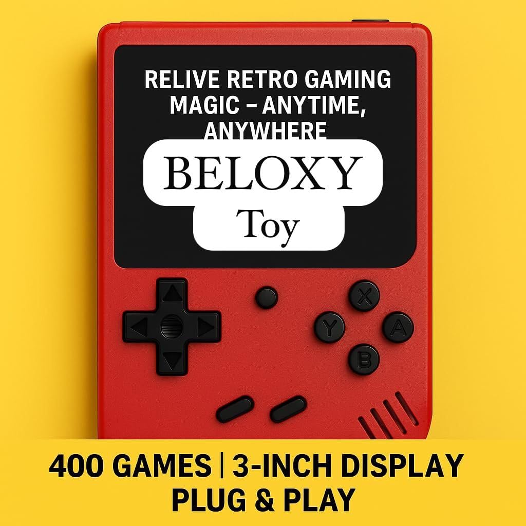 Craze On Tech Game Box 400 in 1 – Retro Handheld Gaming Console with 3 Inch Color Screen, Rechargeable Battery, AV Output, Classic Video Games for Kids & Adults (Colour May Vary)