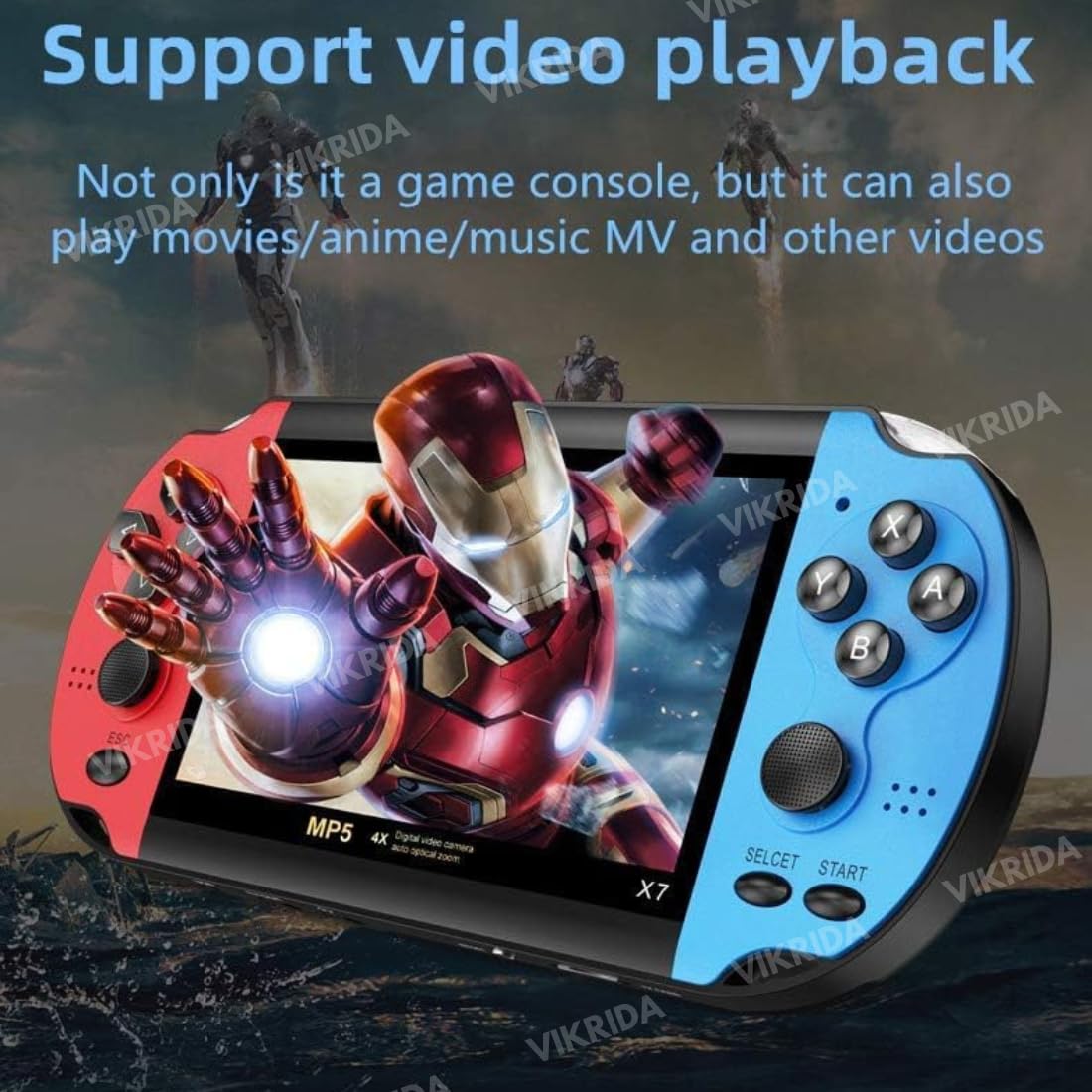 TY Handheld Game Players | 4.3In X7 Video Game Console | Double Rocker 8GB Memory Built in 10000 Games MP5 Multifunctional Inbuilt Camera