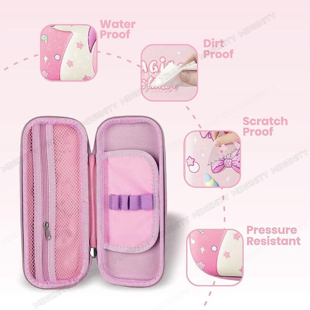 3D Embossed EVA Pencil Pouch/Pencil Case/Pencil Box, Perfect School Organizer for Kids, Girls, Boys Pen & Pencil Holder with Multipurpose Large Capacity Mesh Pockets (Purple, Mermaid)