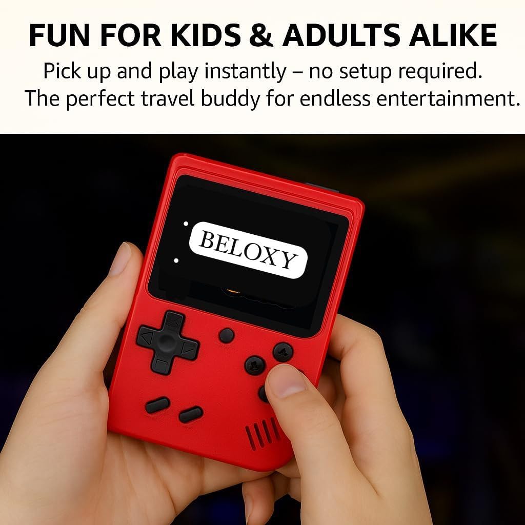 Craze On Tech Game Box 400 in 1 – Retro Handheld Gaming Console with 3 Inch Color Screen, Rechargeable Battery, AV Output, Classic Video Games for Kids & Adults (Colour May Vary)