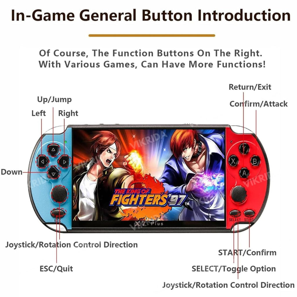 TY Handheld Game Players | 4.3In X7 Video Game Console | Double Rocker 8GB Memory Built in 10000 Games MP5 Multifunctional Inbuilt Camera