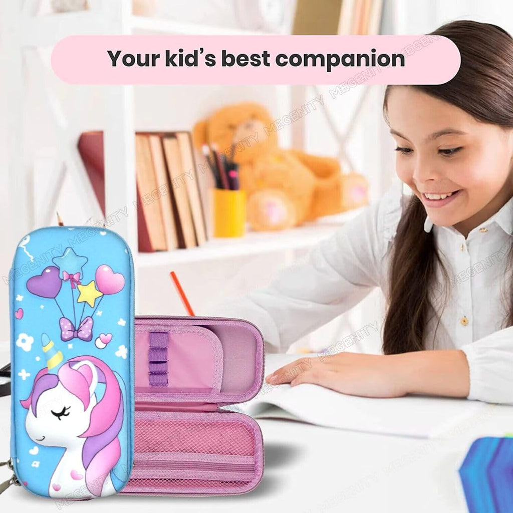 3D Embossed EVA Pencil Pouch/Pencil Case/Pencil Box, Perfect School Organizer for Kids, Girls, Boys Pen & Pencil Holder with Multipurpose Large Capacity Mesh Pockets (Purple, Mermaid)