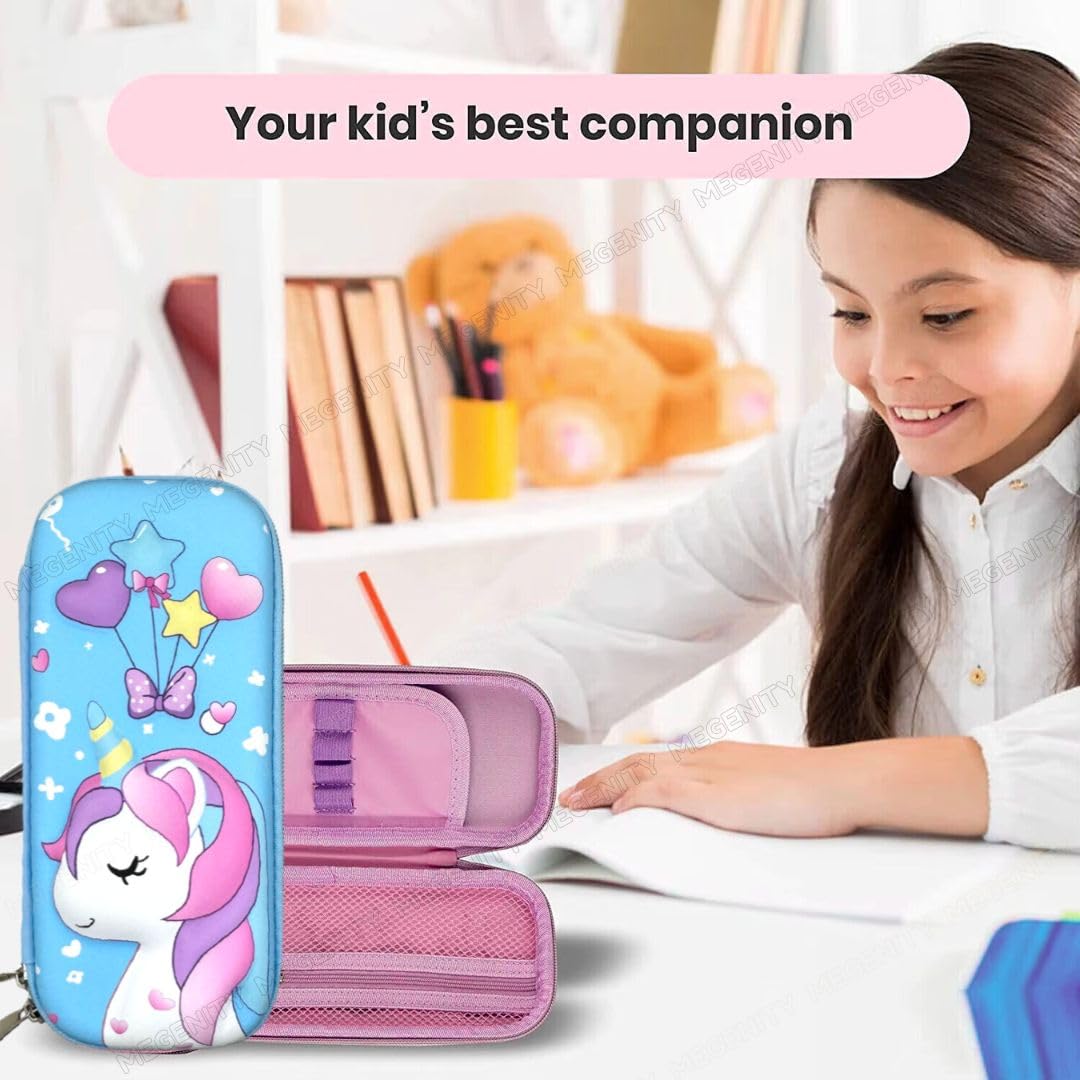 3D Embossed EVA Pencil Pouch/Pencil Case/Pencil Box, Perfect School Organizer for Kids, Girls, Boys Pen & Pencil Holder with Multipurpose Large Capacity Mesh Pockets (Purple, Mermaid)