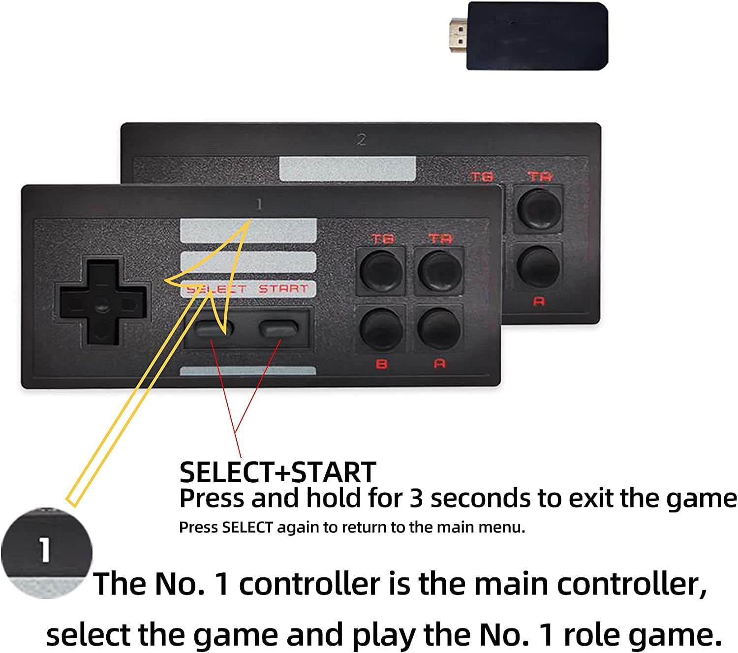 TY TV Video Games Old Arcade Classic Retro TV Game Console HDMI Version Game Stick with 2 Wireless Controller Best Gift for Kids