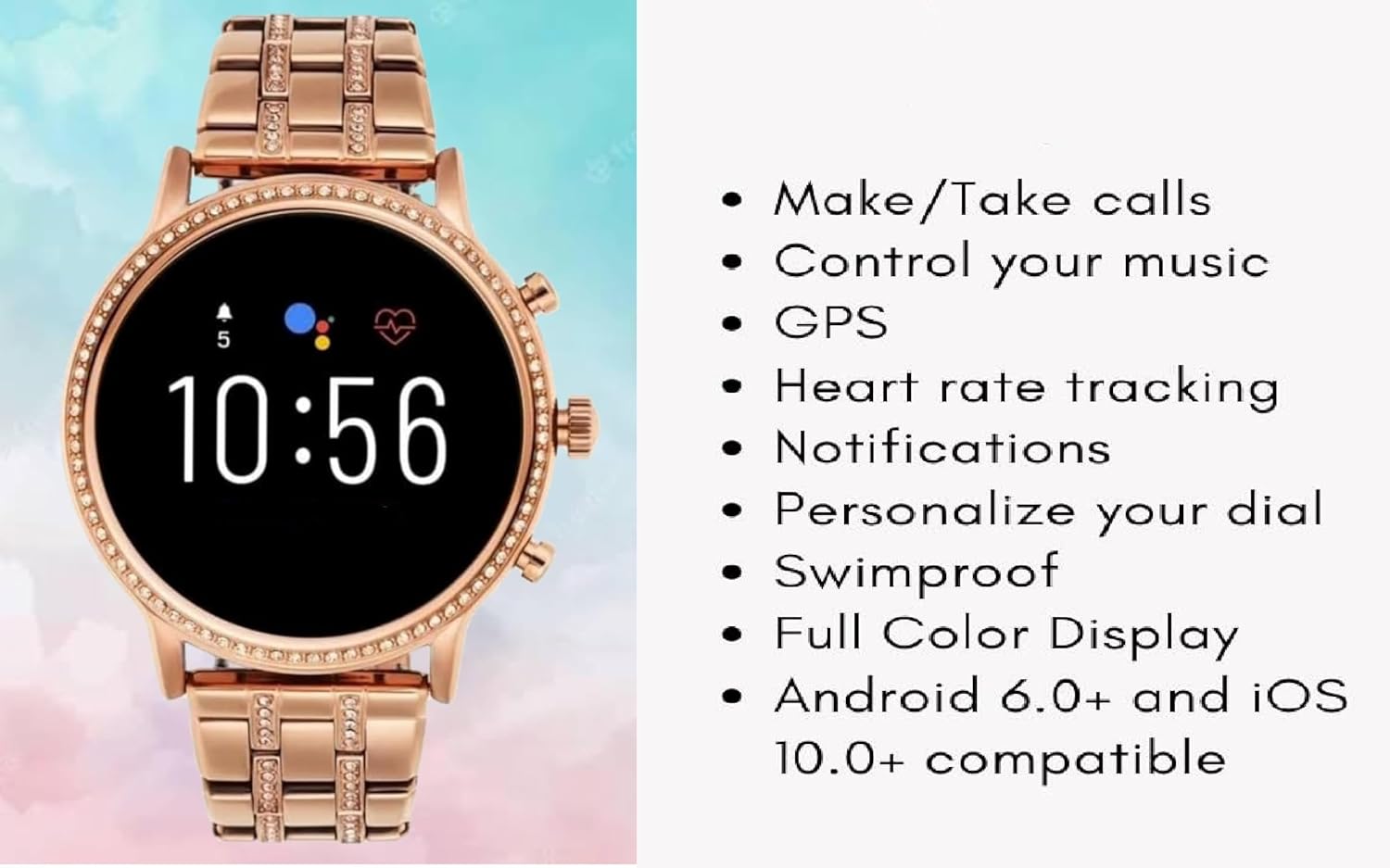 Ty Gen 9 Diamond Strap HD Display 2 Straps BT Calling Smartwatch (Rose Gold Strap) for Mens and Womens with ON/Off Logo