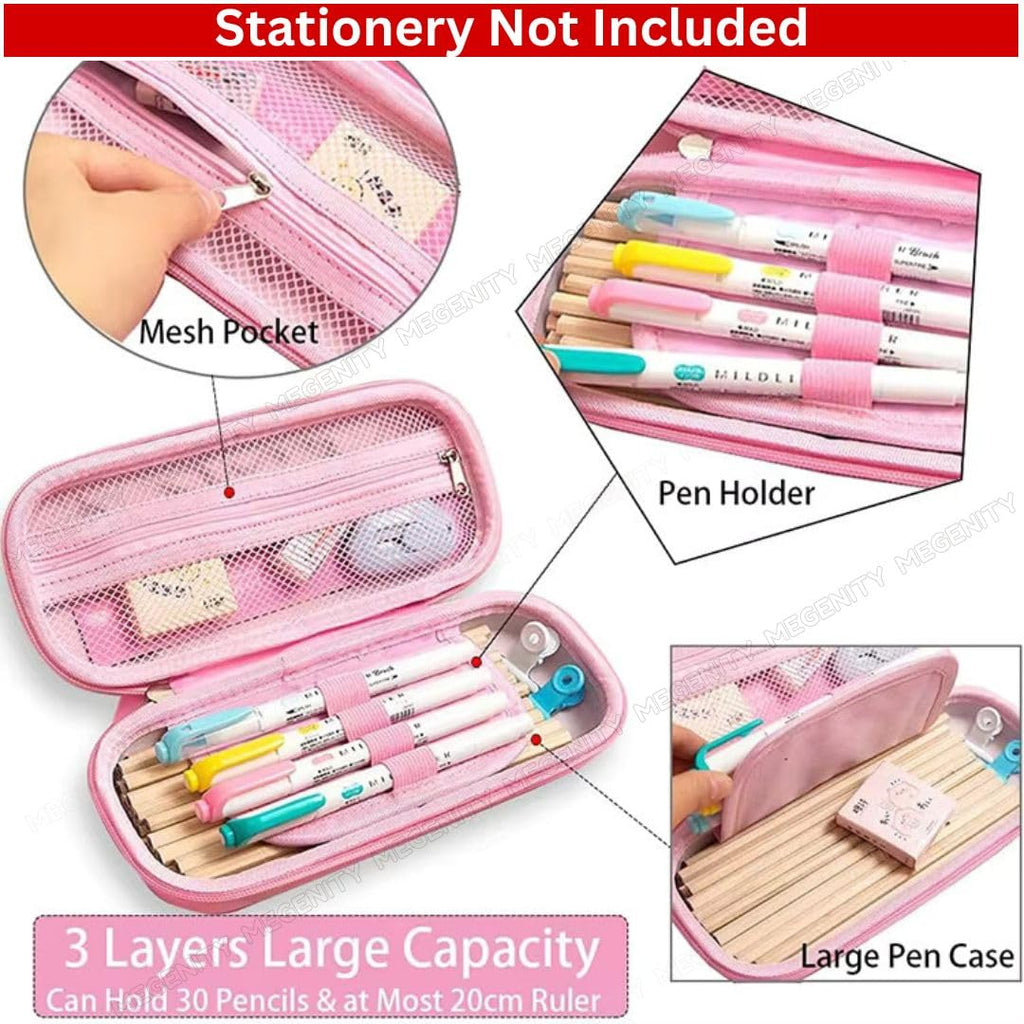 3D Embossed EVA Pencil Pouch/Pencil Case/Pencil Box, Perfect School Organizer for Kids, Girls, Boys Pen & Pencil Holder with Multipurpose Large Capacity Mesh Pockets (Purple, Mermaid)