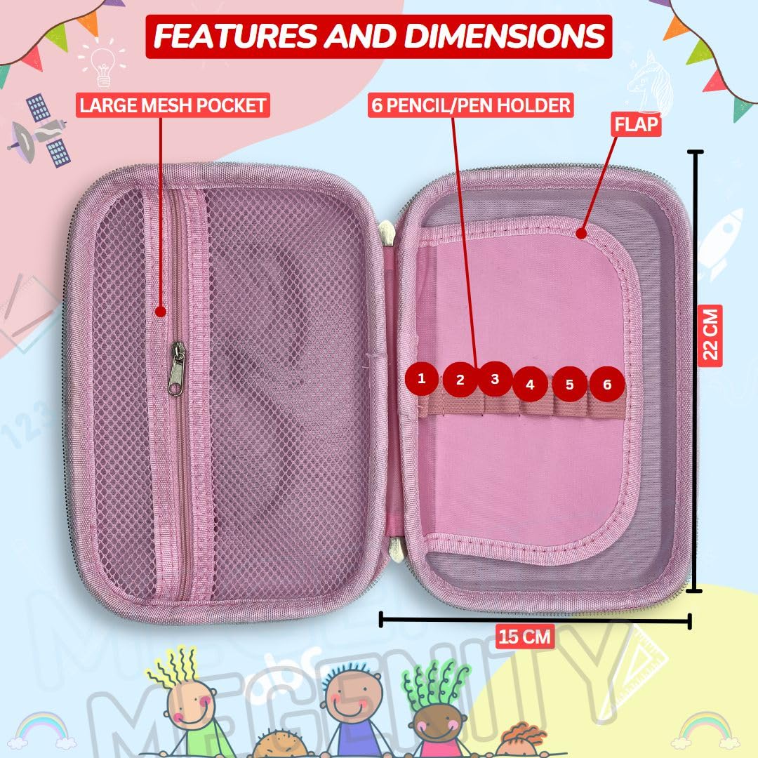 3D Embossed EVA Unicorn Pencil Pouch/Pencil Case/Pencil Box- Perfect School Organizer for Kids, Girls, Boys & Women Pen & Pencil Holder with Multipurpose Large Capacity Mesh Pockets