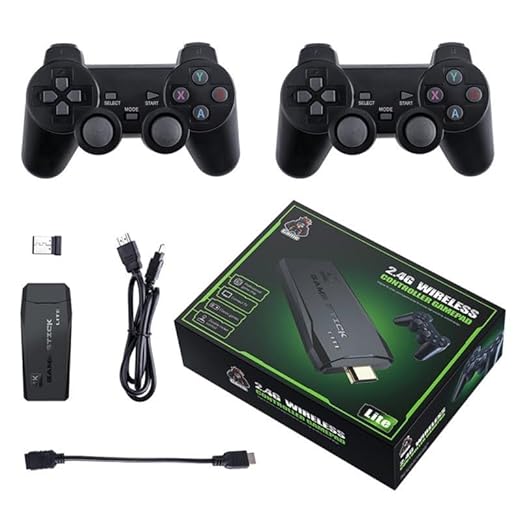 M8 Gamestick Wireless video games for TV gaming Retro gaming console with Game Stick 1080p Plug & Play TV Video Game Set for 2 player with Emulator for Kids & Old School Station Video Game
