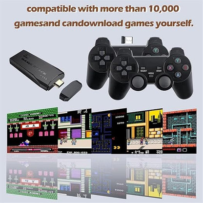 M8 Gamestick Wireless video games for TV gaming Retro gaming console with Game Stick 1080p Plug & Play TV Video Game Set for 2 player with Emulator for Kids & Old School Station Video Game