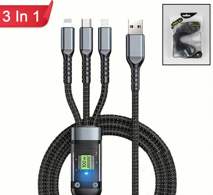 3 in 1 Charging Cable 100W (Buy 1 Get 1 Free)